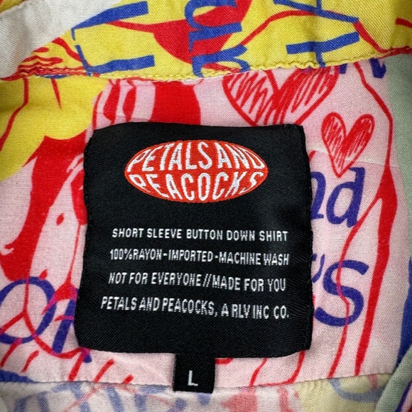 Petals And Peacocks Mens Size L Button Up Short Sleeve Shirt *Read - Picture 2 of 5